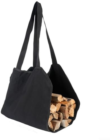 Firewood Carrier with Handles Heavy Duty Canvas Firewood Bag Wood Carrier for Firewood for Indoor and Outdoor Camping(Black)