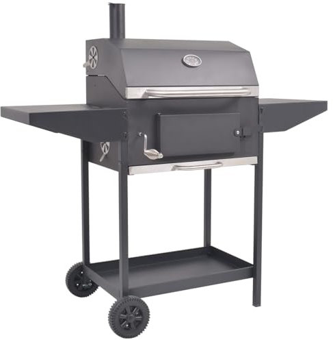 Homgoday Barbecue au Charbon de Bois avec étagère inférieure Noir, Barbecue Grill d'Extérieur, BBQ à Charbon Smoker Fumoir pour Viande, Poisson, Fromage Cuisine extérieure