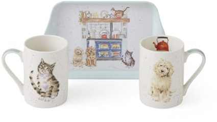 Wrendale Designs Country Kitchen - Juego de taza y bandeja, color azul claro