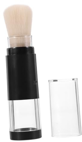 CLISPEED Nachfüllbarer Puderpinsel mit Druckspender für Foundation und Highlighter Weicher Gesichtspinsel mit Schutzkappe 4.4 Zoll für Reisen und Tägliches Make Up