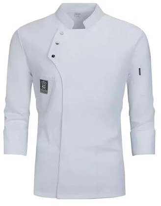 QXWD Food Service Cuisine Cuisine Pizzaiolo Chef Uniforme Restaurant Cook Vestes Boulangerie Café Serveur Serveuse Vêtements de travail, blanc, L