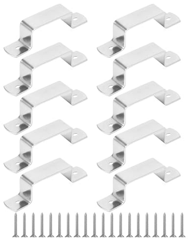 Fence Post Security Brackets, 10Pcs 80mm×20mm Fence Panel Clips 304 Stainless Steel Anti Rattle Bracket with Screws Post Clamp Bracket for Concrete or Wood Fences (Length 90mm, Height 20mm)