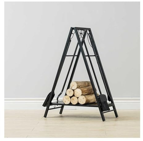 Étagère de rangement en métal robuste pour bois de chauffage intérieur/extérieur, facile à assembler, étagère de rangement en bois pour le camping et la maison, parfaite pour le bois de chauffage.