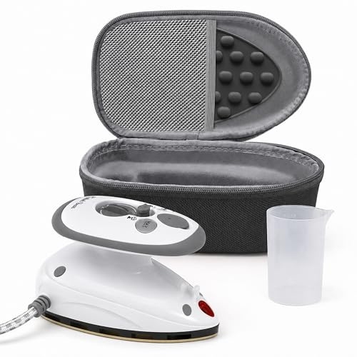 The Quilted Bear Premium Mini Steam Iron for Quilting and Travel, Black | Small Travel Iron, Storage Case, Heat-safe Rest, 400W, Dual Voltage, Steam Function, Adjustable Temperature, Fast Heat Up