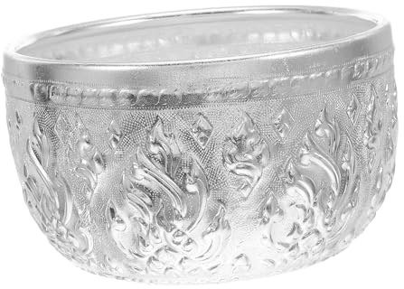 TOYANDONA Cuenco de Estaño Tailandés Artesanal Vintage y Tallado Resistente para Servir Restaurantes Étnicos para Festivales Bodas y Banquetes con Diseño Decorativo Asiático