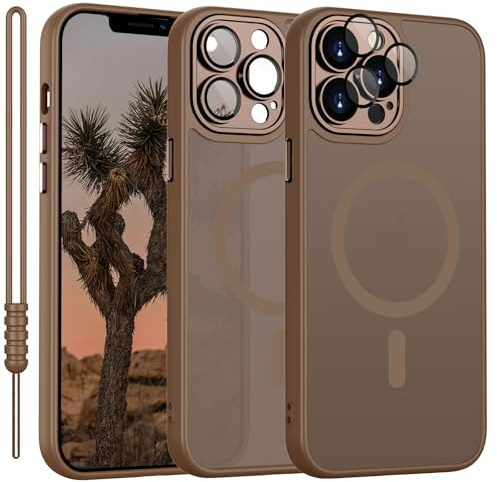 YUANDMI für iPhone 12 Pro Max Hülle kompatibel mit MagSafe Dunkel Braun | Handyhülle für iPhone 12 Pro Max Magnetisch Matte Touch Kameraschutz, rutschfest Kratzfest Schutz Stoßfest