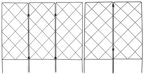 Homoyoyo Lot de 5 Supports de Jardin en Métal Pliables Noirs 20X53 CM Treillis pour Plantes Grimpantes en Pot Accessoires de Jardinage pour Vigne Framboisier et Décoration Extérieure