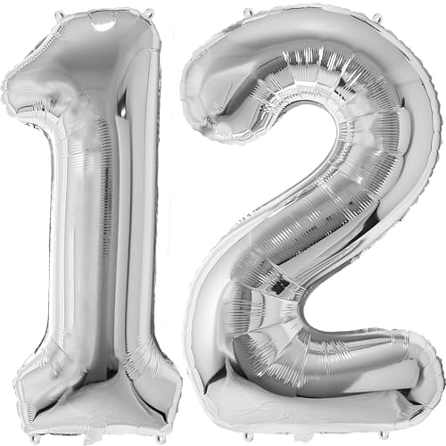 FunFest - Palloncino 12° Compleanno Argento - Numero Gigante 100 cm
