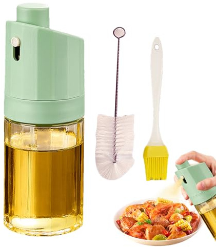 Nebulizzatore per olio d'oliva, 230 ml, trasparente, a prova di perdite, con spazzola, spruzzatore per olio da cucina, per insalate, fritture, barbecue, barbecue, burro, piante, acqua