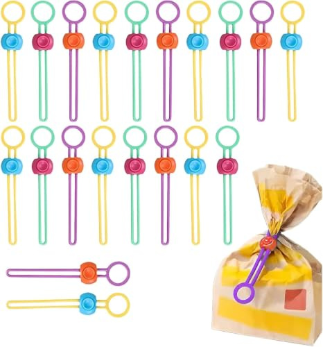 QIANSSE 20Pcs Reusable Food Bag Clips,Elastic Sealing Tape
