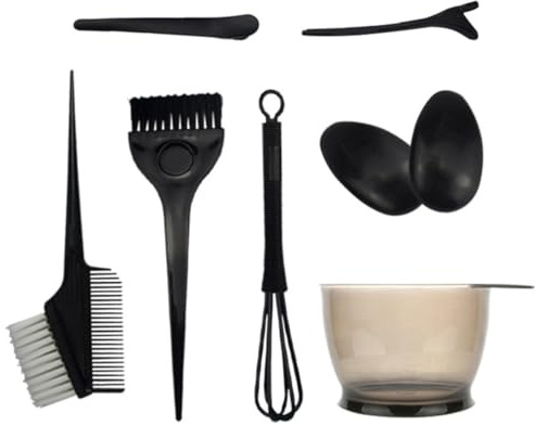 INOOMP Kit de tinte para el cabello de 8 piezas con pincel, cuenco y peine, fabricado en nylon y PP, ideal para tratamiento capilar profesional