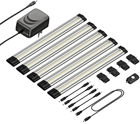 parlat LED Unterbau-Leuchte Siris, Bewegungsmelder, flach, 30cm, je 368lm, warm-weiß, 5er Set