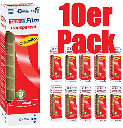 4er Sparpack tesafilm transparent, 10m x 15mm, 40 Rollen (10er Packung 10m:15mm)