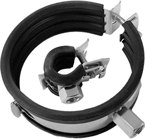 5 Stück Rohrschellen Spannbereich für Rohr Aussendurchmesser 10 bis 12 mm - aus Stahl verzinkt mit Gummi Schallschutz Einlage Gelenk und Kippschraube Befestigung Mutter M8