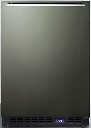 SCFF53BXKSHH 24 Undercounter or Freestanding Freezer with 4.72 cu. ft. Capacity Frost Free Operation Digital Thermostat and Adjustable Shelves in Black Stainless Steel