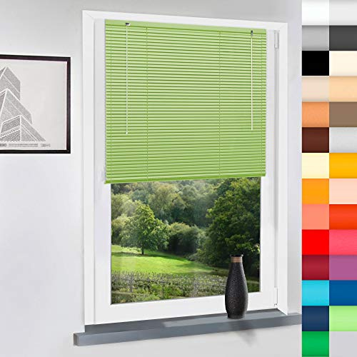 Aluminium Jalousie nach Maß, Jalousien Alu Jalousien nach maß innen Innenjalousien Maßanfertigung, für Fenster und Türen, Klemmfix ohne Bohren (Light Green, Höhe: 160cm x Breite: 180cm)