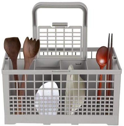 HERCHR Panier Couverts Universel pour Lave-Vaisselle, 9,4 × 5,3 × 4,8 Pouces Panier Porte-Couverts, Boîte Remplacement Panier Couverts Poignée Amovible, Rack Rangement pour Lave-Vaisselle Polyvalents