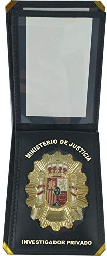 Piel Cabrera Cartera Porta Placa investigador Privado