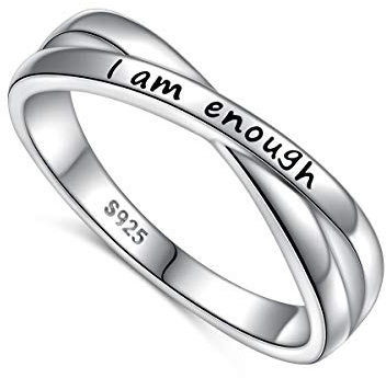DAOCHONG Sterling Silber Inspirierender Ring Ich Bin genug Ringe
