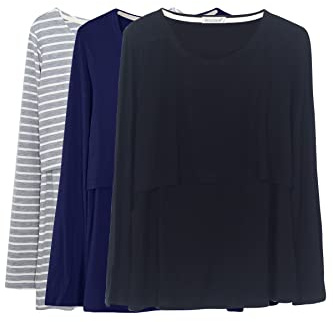Smallshow Women's Long Sleeve Breastfeeding Top Maternity Nursing T-Shirt Pregnancy Clothes
