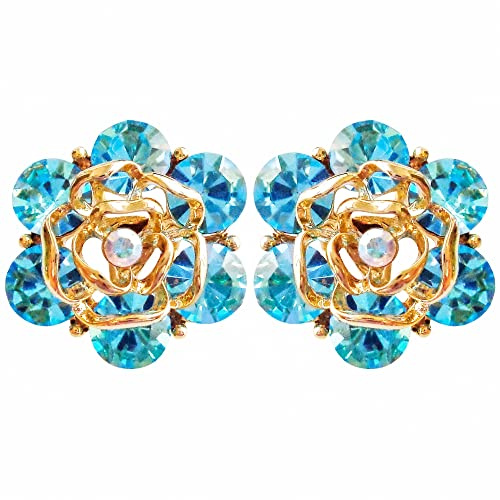 Navachi 18 Karat vergoldet Blätter Blumen Kristall Kristall Zink Kristall Ohrclips Clips, Kristall