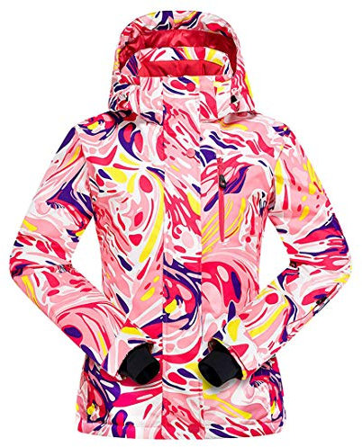 Saeohnssty Damen Skijacke und Schneejacke mit Hose, winddicht, wasserdicht, gepolstert, Größe 15 M