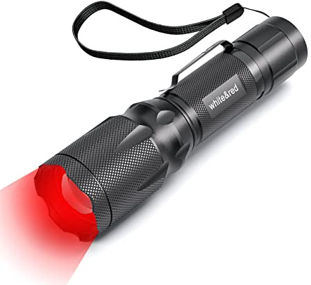 METII Upgraded Red Flashlight, Bright White &High/Low Power Red Light Options with Memory, Zoom Lens, Portable Weatherproof LED Small Torch for Aviation, Astronomy, Night Vision