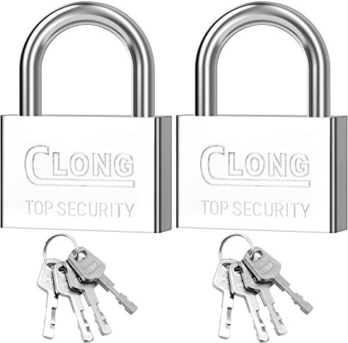 40mm Impermeabile Lucchetto Chiave, 2 Pezzi Lucchetti di Sicurezza in Acciaio Inox, Lucchetto Armadietti per Magazzini, Garage, Armadi, Cancelli, Recinzioni