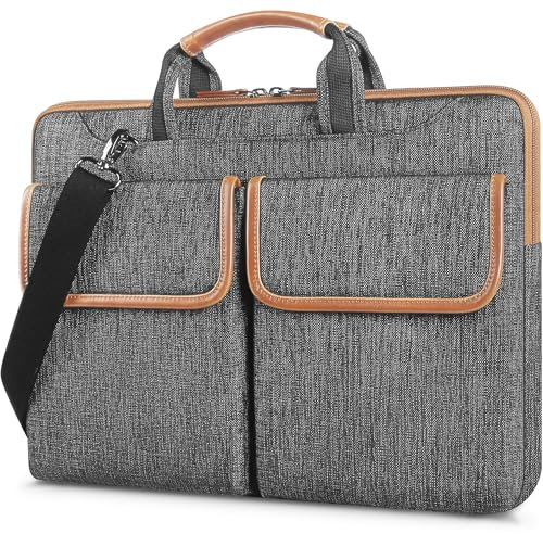 DOMISO 17 Inch Laptop Sleeve Shoulder Bag Compatible with 17.3 Dell XPS/HP Pavilion / 17.3 Gaming Pavilion 17 / Ideapad/Acer/HP Omen,Dark Grey