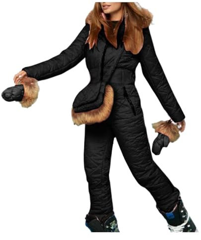boseucn Skianzug Damen Einteiler, Schneeanzug Damen Einteilig Wasserdicht Jumpsuit Langer Skioverall Winter Thermo Skibekleidung Warme Schnee Skifahren Sätze Outdoor Overall mit Kapuze