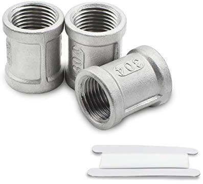Bwintech 3 Piezas 3/4 Hembra a 3/4 Hembra BSP Rosca Acero Inoxidable 304 Acoplamiento Conector para Conversión de Conexión de Tuberías