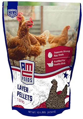 AMERICAN CLASSIC Feeds AMC 16% Layer Pellets - Made in USA Poultry Feed with Amino Acids, High Calcium - Balanced Nutrition for Vibrant Egg Yolks - Prebiotics, Probiotics - 10 Pound Bag