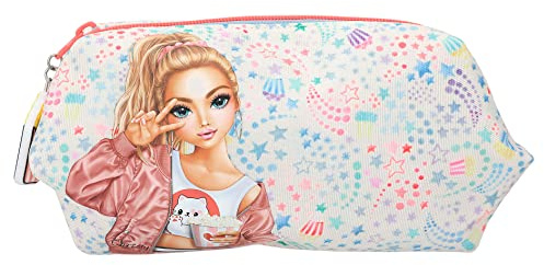 Depesche 12387 TOPModel Cutie Star - Kosmetiktasche mit Model-Motiv und Sternchen-Muster, Beauty Case mit Innentasche