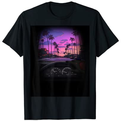 Auto Auto fahren Fahrzeug Neuheit Sonnenuntergang bunte Straße T-Shirt