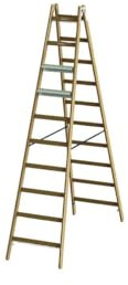 PROTEC.class PHSLAE10 Holz-Sprossen-Stehleiter + Alu-Aufsetzstufen einseitig, 2x10