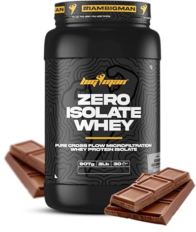 BIGMAN | PROTÉINE ZERO 910 gr (CHOCOLATE) 2 lb | PROTÉINE ISOLATE | PROTÉINE ASSILÉE | PROTÉINE D'ASSIMILATION RAPIDE AVEC LACTASE | PROTÉINE INTOLÉLANTE LACTOSE | PROTÉINE 85% PURETÉE