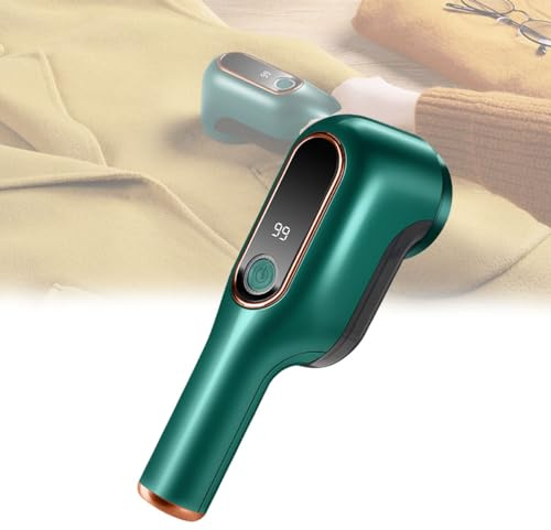 RIEONA 2024 New Lint Remover Electric Lint Remover Rechargeable, Intelligent Digital Display Lints Shaver, Scrubbeeze Fabric Shaver for Clothes, Sweater, Couch, Blanket, Wool (Color : Green)