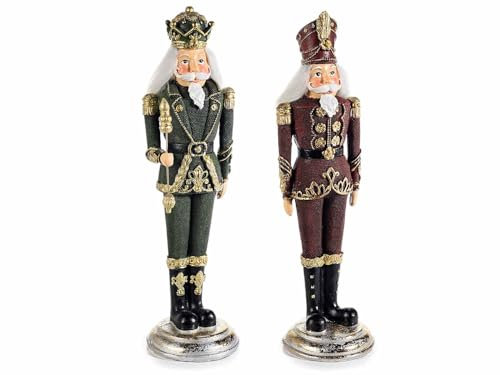 Gruppo Maruccia - Soldatini Schiaccianoci Natalizi in Resina - Statuine Decorative Natalizie - Addobbo per Casa, Negozi, Vetrine - Set da 2