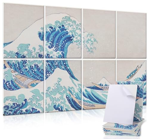 Yrendenge Art Acoustic Panels, 8 Pack Self-adhesive Acoustic Wall Panels Sound Proofing Padding, 48 x 32 High Density Decorative Sound Absorbing Panels Soundproof Wall Panels for Home Studio (Wave)