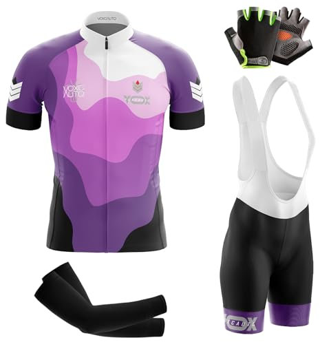 Conjunto Ropa Ciclismo Hombre Maillot Bici MTB Verano,Traje Ciclista Manga Corta Camiseta Ciclo+Guantes Ciclismo+Manguitos Ciclistas de protección Solar Ice Silk (XXL,Typ-4)