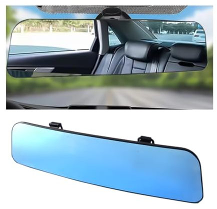 JNNJ Rétroviseur Intérieur Panoramique, Miroir Incurvé Anti-éblouissement Pour Réduire Efficacement L'angle Mort de Voiture (Bleu)
