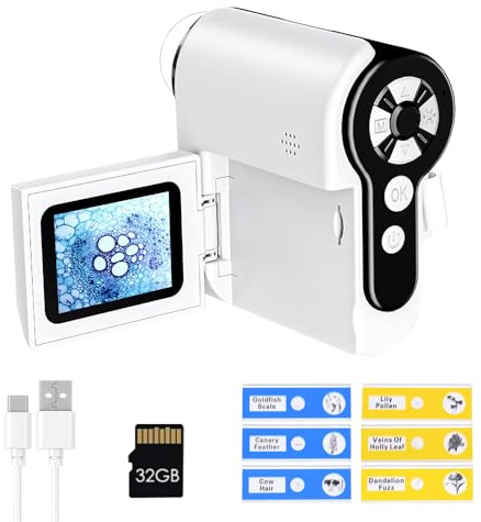 hzexun Mikroskop, LCD Digital Mikroskop 1000X 2 Zoll 1080P Bildschirm Mikroskoplupe USB Mikroskop mit 6 einstellbaren LED Licht, PC-Ansicht