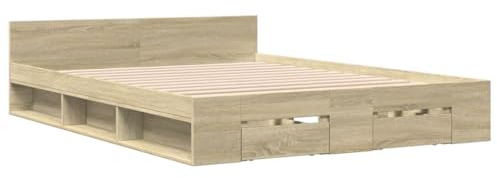vidaXL Bettgestell mit Schubladen Sonoma-Eiche 140x200cm Holzwerkstoff