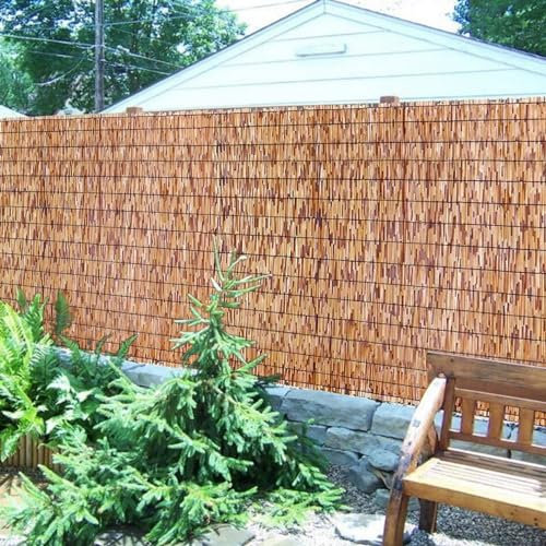 Rorquscade Schilfmatten Natur Schilfrohrmatten Langlebig Windschutz Schilf Wasserdicht Sichtschutzzaun Für Balkon, Terrasse, Garten (Color : Carbonized Black line, Size : 120x600cm)