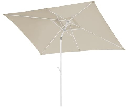 SVITA ABRIGA Sonnenschirm 3x2m Balkonschirm rechteckig mit Sonnenschutz Matt Beige/Weiß
