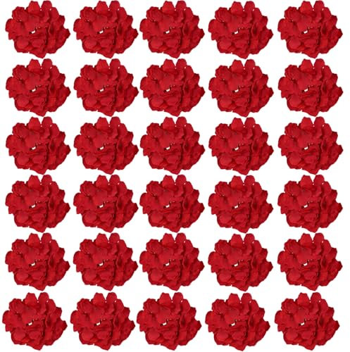 HinyoCo 30 Pcs Large Silk Hydrangea Flowers Artificial Flowers 8 inch Hydrangea Head with stem, Used for Home Wedding Party Decoration (Red)