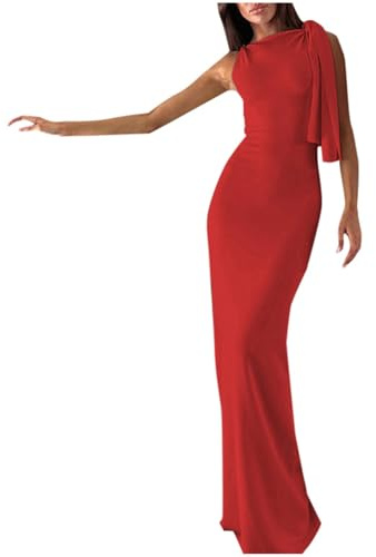Vestido midi asimétrico con un hombro y cinturón para mujer, elegante, estilo francés, vestido de noche para boda, RD2., M
