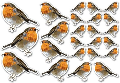 A5 Sticker Sheet Robin Vinyl Stickers - Red Breast Bird Garden Animals Scrapbooking Decoration Label Friend Girls Boys Aesthetic #30913