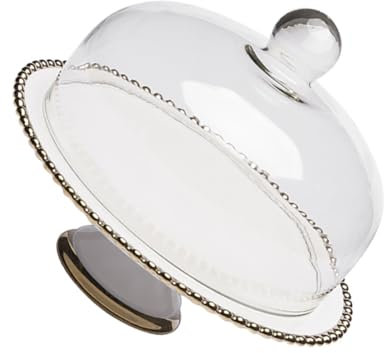 CIYODO Tortenständer Glaskuppeldeckel Lebensmittelabdeckung Tellerset Für Desserts Kuchen Snacks