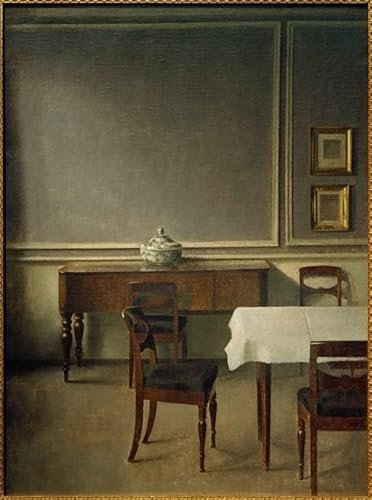 PSVDCTOO Vintage Leinwand Kunstdruck Bilder auf Leinwand Interieur mit porzellanterrine von vilhelm Hammershoi Wandbild Kunstdruck für Home Dekoration 60x90cm